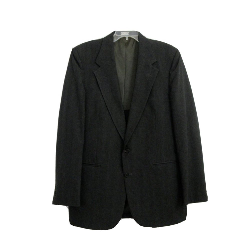 Vintage Botany 500 Men's Black Striped Blazer Sport Coat Jacket 42R USA